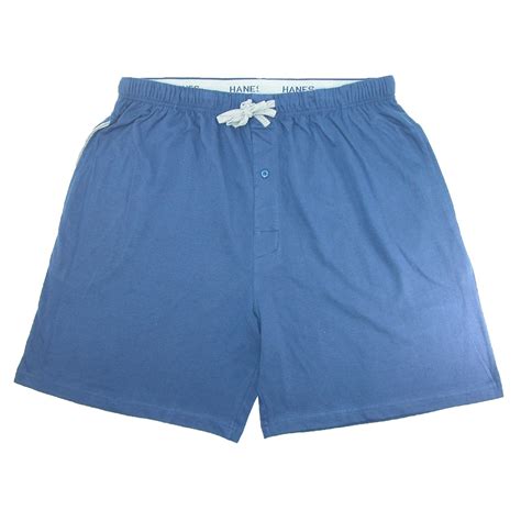 Hanes Men's Jersey Knit Cotton Button Fly Pajama Sleep Shorts, 2XL, Blue