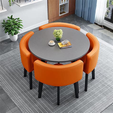 Dining Table And Chairs Set 4 - Modern Round Kitchen Table And Fabric ...