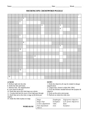 Microscope Crossword Puzzle - Fill Out, Sign & Share Online | pdfFiller