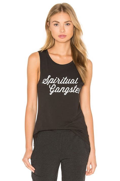 Spiritual Gangster SG Script Muscle Tank in Vintage Black | REVOLVE
