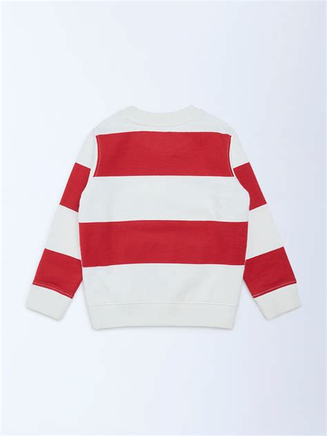 Buy HOP Kids Boys Red Colour-Blocked Cotton Sweatshirt from Westside