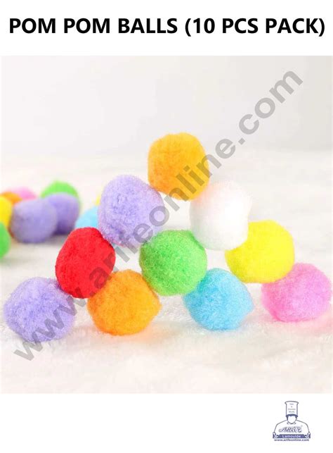 CAKE DECOR™ Pom Pom Balls For Cake Decoration – Assorted Colors ( 10 p ...