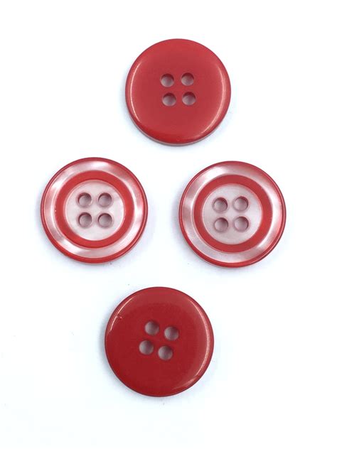 Shiny With Double Red Line 4 Hole Shirt Button