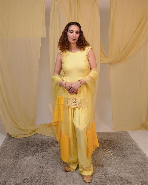 Hand-Embroidered Farshi Salwar with Organza Dupatta | Tarah by Tripti