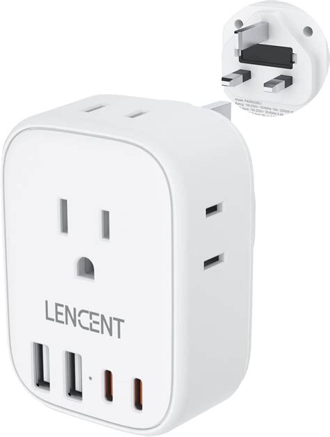 Amazon.com: LENCENT US to UK Ireland Travel Plug Adapter,Grounded Type ...