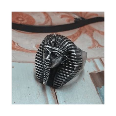 Buy Vintage Egypt Tutankhamun Ring Men's Ancient Pharaoh Stainless ...