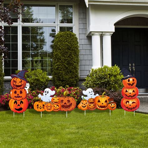 4Sets Halloween Yard Stakes Halloween Lawn Stakes Cute Pumpkin Yard ...