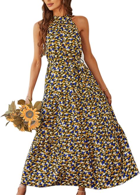 AILLOSA Women's Sleeveless Casual Loose Floral Dress Long Spring Summer ...