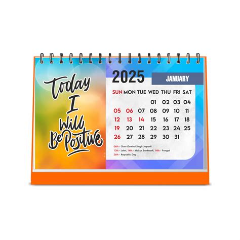 ESCAPER Today I Will Be Positive Motivational Desk Calendar 2025 with ...