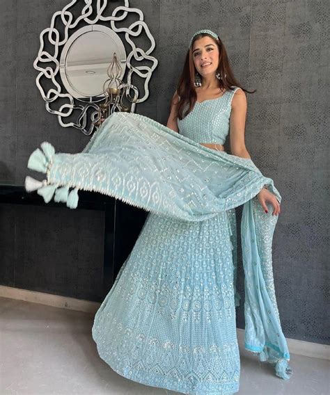 Amazing Sky Blue plus size lehenga Choli for women with Dupatta Indian ...