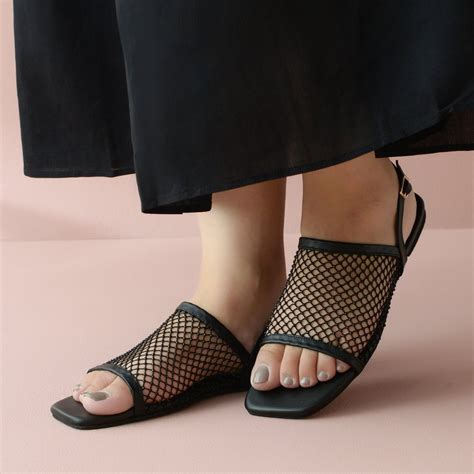 Black Mesh Sandals – Dip Your Toes