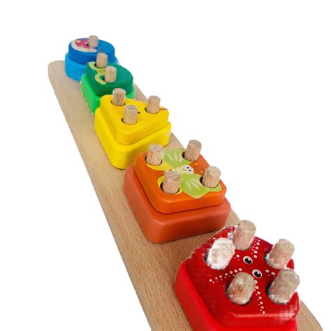 Open Ended Montessori Multi Peg Shape Stacker – Bombay Kids Company