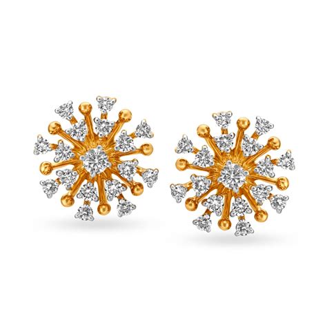 Sparkling Diamond Solitaire Look Stud Earrings