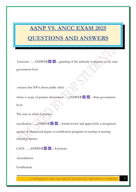 AANP VS. ANCC EXAM 2025 QUESTIONS AND ANSWERS - FNP - Stuvia US