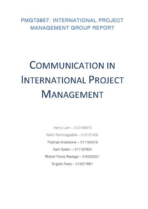 Communication in International Project M - PMGT3857: INTERNATIONAL ...