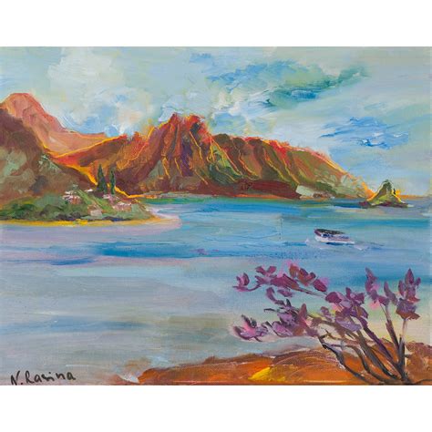 Pu'ukauai Mountain & He'eia Kea Boat Harbor - Oil Painting 14" x 11 ...