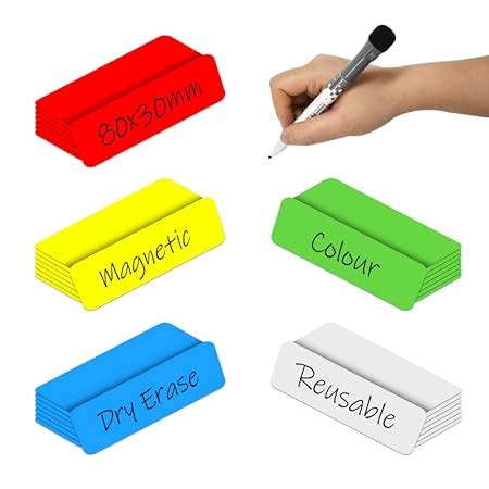 MVISUAL Dry Erase Magnetic Labels 3.1x1.2 Inch, Reusable Magnetic ...