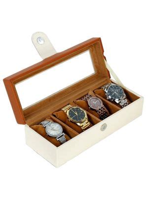 Buy Leather World 4 Slots Watch Box Organizer for Men and Women with ...