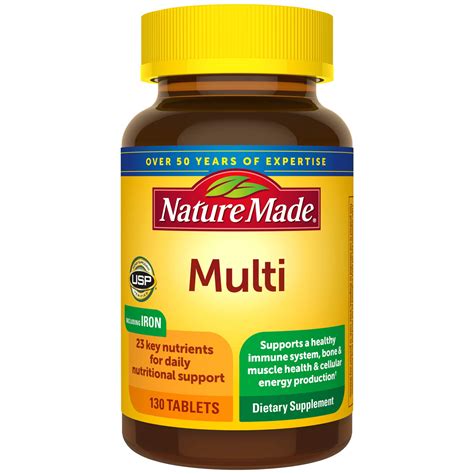 Nature Made Multivitamin Tablets With Vitamin D3 And Iron 130 ...