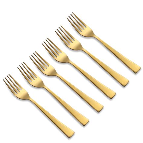FNS Montavo Alexa Gold Stainless Steel Dinner Fork Set of 6 for Dining ...