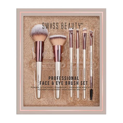 Swiss Beauty Professional Face & Eye Brush Set of 6 with Synthetic ...