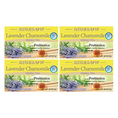 Bigelow Lavender Chamomile Herbal Tea with Probiotics, Caffeine-Free ...