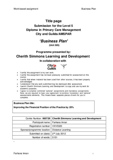 Business Plan Title Page Sample 的图像结果