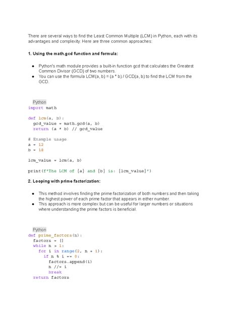 Find LCM using python - There are several ways to find the Least Common ...