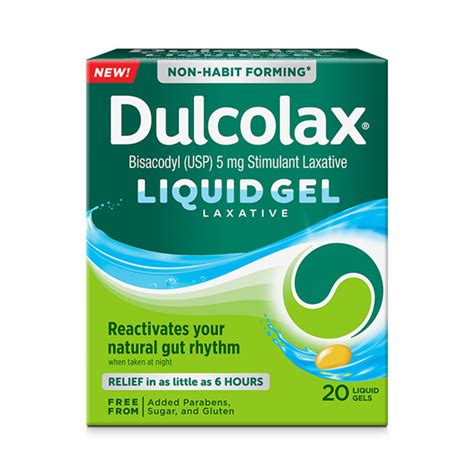 Dulcolax Stimulant Laxative Liquid Gels, Bisacodyl 5 mg, Fast Overnight ...