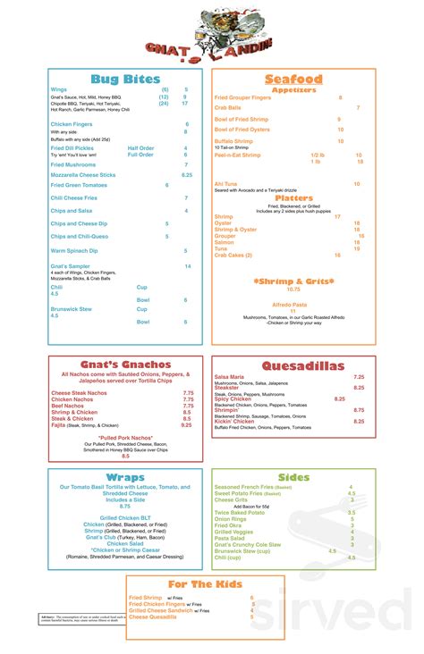 Gnats Landing Menu