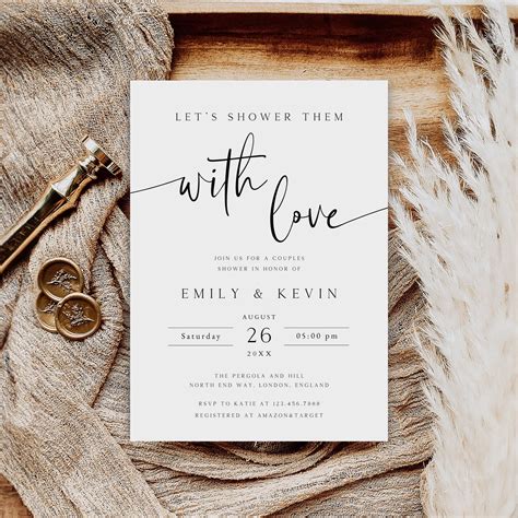 Couples Shower Invitation, Lets Shower Them With Love Invitation, Bridal Shower Invite, Couples ...