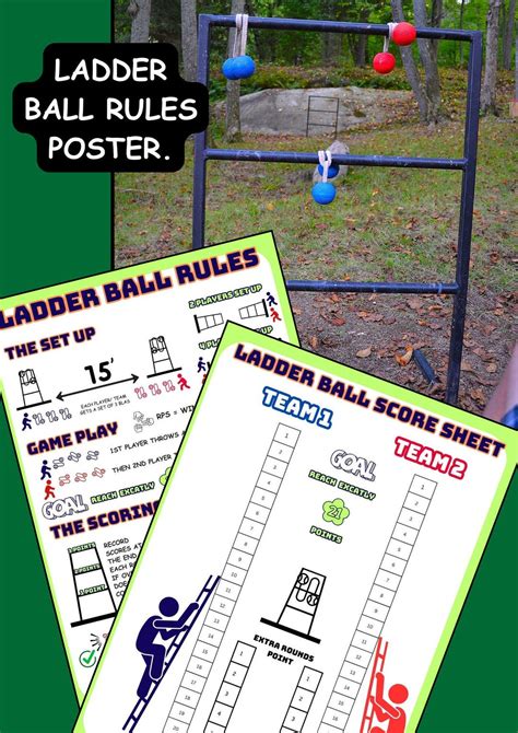 Ladder Ball Rules Poster & Score Sheets: Yard Game Guide (printable PDF ...