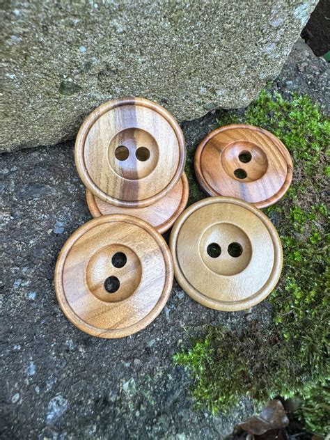 Olive Wood Button - 30mm - 2 hole - Sustainable Product - Button Box Devon