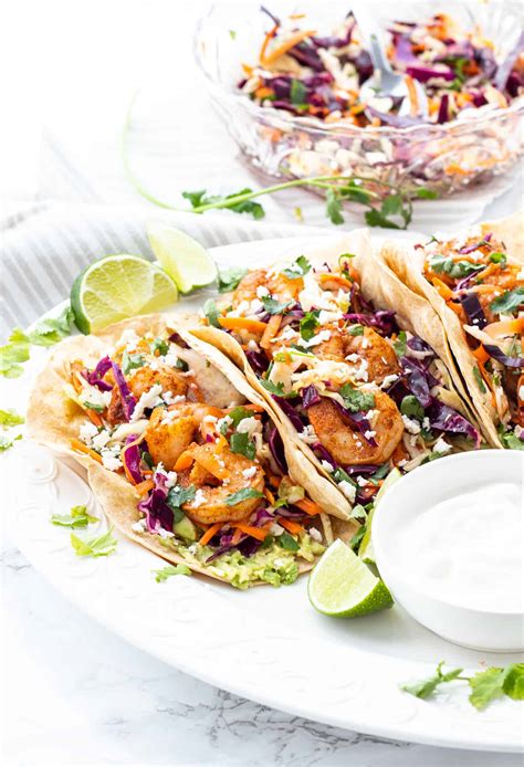 Spicy Shrimp Tacos with Cilantro Lime Slaw | Haute & Healthy Living