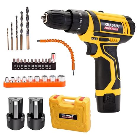 KHADIJA CD12V-01 Cordless Drill Driver, 2 batteries.12V, 0-400/0-1450 ...