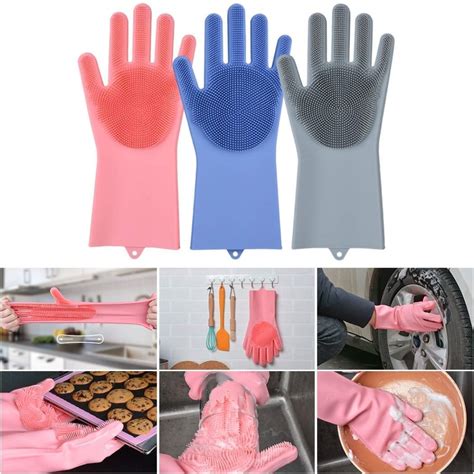 Wonderz Silicone Kitchen Magic Gloves for Dishwashing Rubber Dish ...