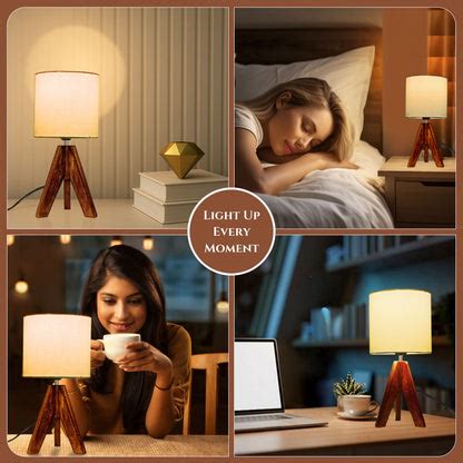 LUZLANE – Walnut Elara Tripod Table Lamp | Linen Shade | (Color- Walnu