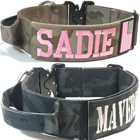 2 inch Personalized Tactical Dog Collar Custom embroidered K9 Collar w ...
