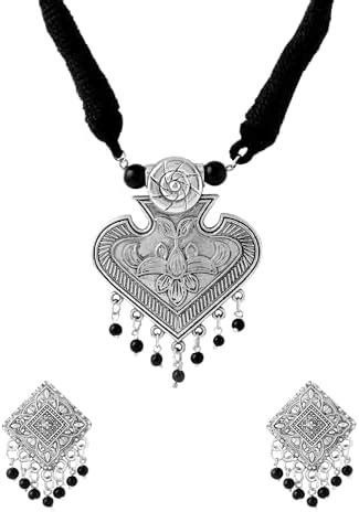 Yellow Chimes Oxidised Silver Jewellery Set For Women | Silver Oxidised ...