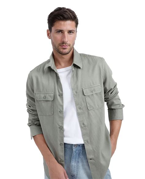 Rare Rabbit Men's Lyton-25 Dusky Green Cotton Blend Plain Regular Fit