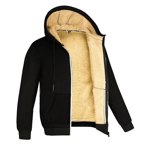 Playwook Men's Lambswool Fleece Hoodie Warm Winter Zipper Jacket