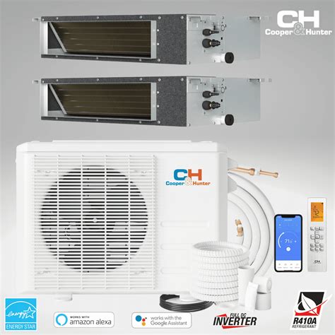Cooper & Hunter 28000 BTU 230V Slim Ducted Dual 2 Zone Mini Split Heat ...