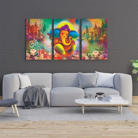 Lord Ganesha Canvas Painting Framed Divine Energy for Home and Office ...