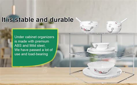 Zepdos Steel 2-Tiered Shelf Kitchen Under Cabinet Corner Rack, Corner ...