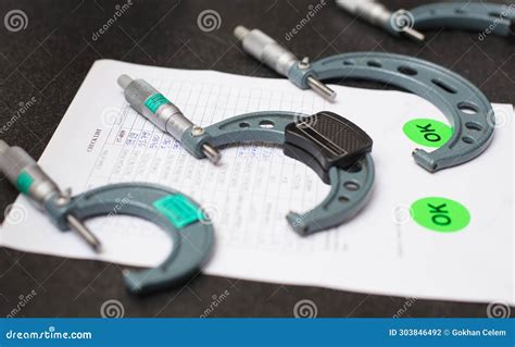 Technician Inspector Using Quality Control Tools in Industry Fabrication Factory Stock Photo ...