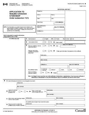 Fillable Online cic gc application to resume canadian citizenship under ...