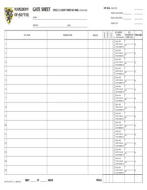 Fillable Online antir sca Gate Sheet Style 2 event with no nMS STANDARD ...