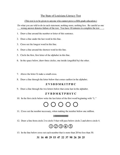 Voting Literacy Test Sample