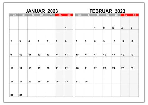 Resultado de imagen de kalender 2023 februar drucken