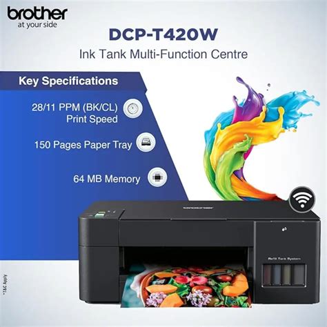 Brother DCP‑T420W Wireless 3‑in‑1 (Print,Copy,Scan) Ink Tank Printer ...